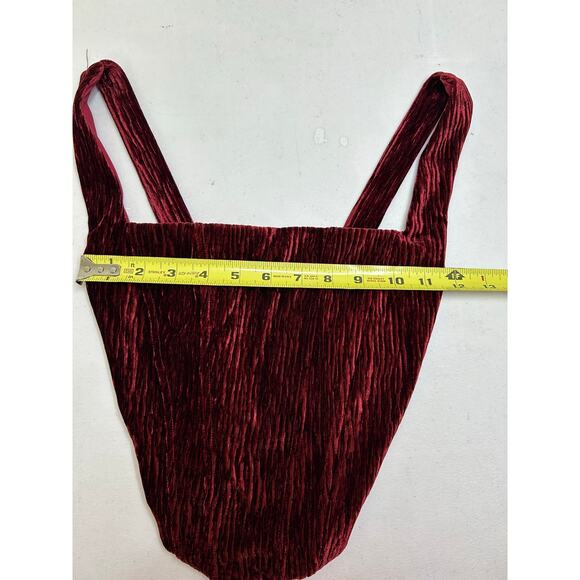 N by Naked Wardrobe Boned Plush Velvet Corset Crop Top in Wine. Size XS NWOT - Picture 3 of 5